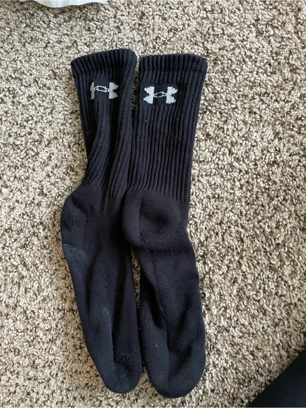 Under Armour Black Crew Athletic Socks with White Logo